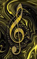 Music Songwriting Journal - Blank Sheet Music - Manuscript Paper for Songwriters and Musicians - Liquid Marble Series Yellow Gold and Black