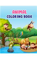 Animal Coloring Book: Animal Coloring Book For kids, Children, Toddlers, Crayons, Adult, Mini, Girls And Boys - 100 Story Paper Pages. 8.5 in x 11" in Cover.