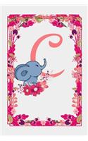 C: Letter C Monogram Initials Elephant Rose Flowers Floral Notebook & Journal