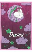 Deana: personalized notebook sleeping bunny on the moon with stars softcover 120 pages blank useful as notebook, dream diary, scrapbook, journal or gift id