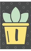 I: Trendy Succulent Monogrammed Initial 120 Paged Lined Journal