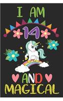 I am 14 And Magical: Happy Birthday Gift for Girls and Boys, Magical Birthday Notebook Gift for 14 Years Old, Birthday Unicorn gift for Birthday