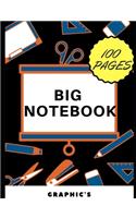 Big Notebook: 100 blank pages - black