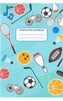 Composition Notebook: Pizza, Video Games, Soccer, Basketball Blank Lined Notebook Journal Diary 6x9