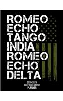 Retired: 2020 -2021 Daily/ Weekly/ Monthly Planner: Retired Military: 2-Year Personal Planner with Grid Calendar Funny Thin Green Line Phonetic Alphabet for 