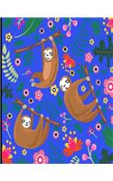 Abigail: Dark Blue Sloth Notebook, 366 Pages College Ruled Sloth Notebook, Cute Sloth Cover Note Pad