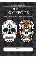 Day of the Dead Halloween Theme Ruled Notebook