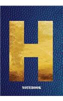 H Notebook: Letter 'h' Notebook, Composition, Exercise or Log Study Book - Blue Cover