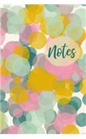 Notes: Cute Watercolor Circles 6 X 9, 100 Page Dot Grid Notebook for Organizing, Journaling, Lists, and Planning