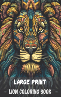 Large print lion coloring book for adults, 50 pages