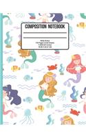 Composition Notebook Wide Ruled: Mermaid 110 Pages