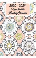 2020 - 2024 5-Year Portable Monthly Planner 6x9