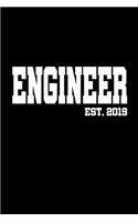 Engineer est. 2019: 6x9 graphpaper 5x5 Journal Graduation Gift for College or University Graduate 100 Pages for college, high school or students