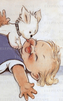 Dog Kissing Baby - Greeting Card