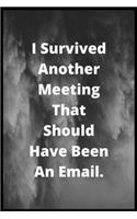 I Survived Another Meeting that Should Have Been an Emai: 6x9 Lined 100 pages Funny Notebook, Ruled Unique Diary, Sarcastic Humor Journal, Gag Gift ... secret santa, christmas, appreciation gift