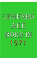 Legends Are Born In 1971 Notebook