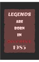 Legends Are Born in December 1985: Birthday Gift Notebook, Journal For Best Friends And Family, Lined (6×9) 100 Pages.