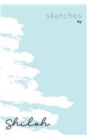 Sketches By Shiloh: Personalized Teal Doodle Sketchbook (6 x 9 inch) with 110 blank dot grid pages inside - Perfect gift for artistic and creative people