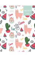 Sketch 110 Pages: Llama Summer Fun Sketchbook for Kids, Teen and College Students - Succulent Llama Pattern