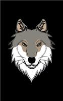 Notebook: Wolf Head Illustration - 100 Dot Grid Pages - Soft Cover - Small Size - 5 x 8 inch