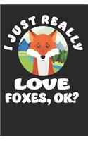 I just Really Love Foxes, Ok?: Funny and Cute Fox Composition Book, Journal, Notebook for Foxes lovers. Wide Ruled Blank Lined. Diary, Notepad. 6"x9" 120 pages (60 sheets). Gift f