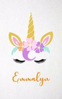 Emmalyn A5 Lined Notebook 110 Pages: Funny Blank Journal For Lovely Magical Unicorn Face Dream Family First Name Middle Last Surname. Unique Student Teacher Scrapbook/ Composition Great
