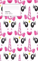 Unicorn Faces Pattern Composition College Ruled Book (7.44 x 9.69) 200 pages V9