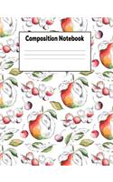 Composition Noebook: Painted Apples Fruit College Ruled Lined Pages Book (7.44 X 9.69)
