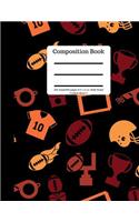 Composition Book 200 sheet/400 pages 8.5 x 11 in.-Wide Ruled-Football-Black-2