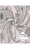 Notebook: My Note My Idea,8 x 10, 110 pages: Ballerina-background-with-ethnic: (School Notebooks)