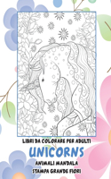Libri da colorare per adulti - Mandala Di Fiori - Animali - Unicorno