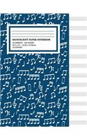 Manuscript Paper Notebook: Musical Notes Blue Cover, 12 Staff Music Paper, Blank Music Sheets 8.5 x 11, 100 Pages (Notebook for Musicians & Songwriting)