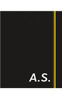 A.S.: Classic Monogram Lined Notebook Personalized With Two Initials - Matte Softcover Professional Style Paperback Journal Perfect Gift for Men and Women