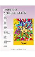 sistema solar APRENDE INGLÉS Libro de colorear Sol Luna Mercurio Venus Tierra Marte Júpiter Saturno Urano Neptuno Plutón herramienta de educación para niños para adultos para los jubilados para personas mayores: colegio Casa Trabajo Hospital Asilo de anci