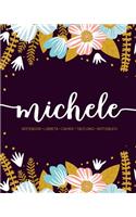 Michele: Notebook - Libreta - Cahier - Taccuino - Notizbuch: 110 pages paginas seiten pagine: Modern Florals First Name Notebook in Light Pink, Baby Blue & M