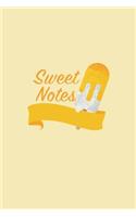 Sweet Notes: 6x9 Unruled Blank Notebook - Watercolor Texture Sweet Popsicle Dessert Illustration Cover. Matte Softcover and White Interior Papers.