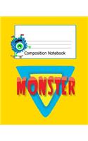 Composition Notebook: Wide Ruled Blank Lined Composition Book Journal (7.5 X 9.25in) 120 Pages Funny Skateboard Blue Monster Cover for Kids