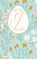 J: Letter J Journal, Easter Flowers, Personalized Notebook Monogram Initial, 6 X 9