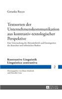 Textsorten Der Unternehmenskommunikation Aus Kontrastiv-Textologischer Perspektive