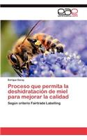 Proceso que permita la deshidratación de miel para mejorar la calidad