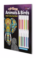Art Therapy Animals and Birds Adult Colouring Book: Mindful coloring book, colouring for adults, Calming activity colouring books