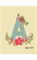 Perfect personalized initial diary Rustic Floral Initial Letter A Alphabet Lover Journal Gift For Class Notes or Inspirational Thoughts.