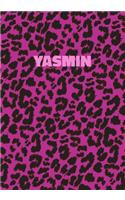 Yasmin: Personalized Pink Leopard Print Notebook (Animal Skin Pattern). College Ruled (Lined) Journal for Notes, Diary, Journaling. Wild Cat Theme Design wi