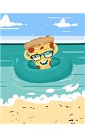 Pizza Slice Composition Notebook Beach Culture Vibe College Ruled Lined Pages(8.5X11)