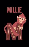 Millie: Journal (Diary, Notebook) Personalized Custom Name Alphabet Monkey Birthday Gift for Girls