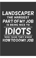 Landscaper The Hardest Part Of My Job Is Being Nice To Idiots Who Think They Know How To Do My Job: Personal Planner 24 month 100 page 6 x 9 Dated Calendar Notebook For 2020-2021 Academic Year