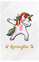 Remington A5 Lined Notebook 110 Pages: Funny Blank Journal For Personalized Dabbing Unicorn Family First Name Middle Last. Unique Student Teacher Scrapbook/ Composition Great For Home Sch