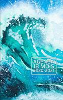 Agenda 18 Mois 2020-2021: Vagues océaniques plage rocheuse - Janvier 2020 - juin 2021 - Planificateur - Calendrier quotidien de l'organisateur - 15 x 23 cm - Travail, voyage,