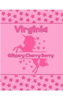 Virginia Glittering Cherry Berry: Personalized Draw & Write Book with Her Unicorn Name - Word/Vocabulary List Included for Story Writing