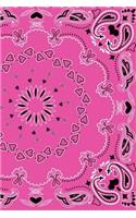 Pink: 150 Lined/Ruled Journal Pages Planner Diary Notebook with Pink Handkerchief Image Pattern Design on the Cover